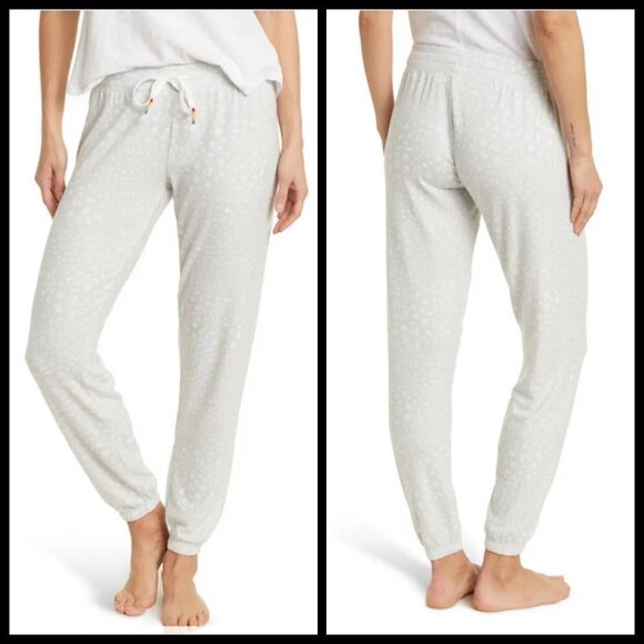 💕PJ SALVAGE💕 Print Jogger Pants Cozy Chic Loungewear Pajama Pants Grey XL NWT